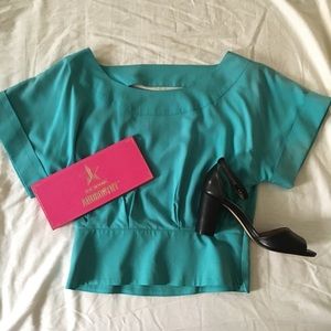 Jamison Turquoise Brushed Silk Dolman Top